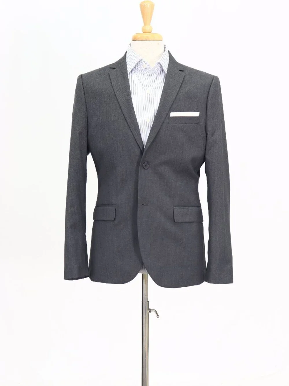 H&M 42R Gray Blazer Sport Coat Jacket 2-Button Solid W881